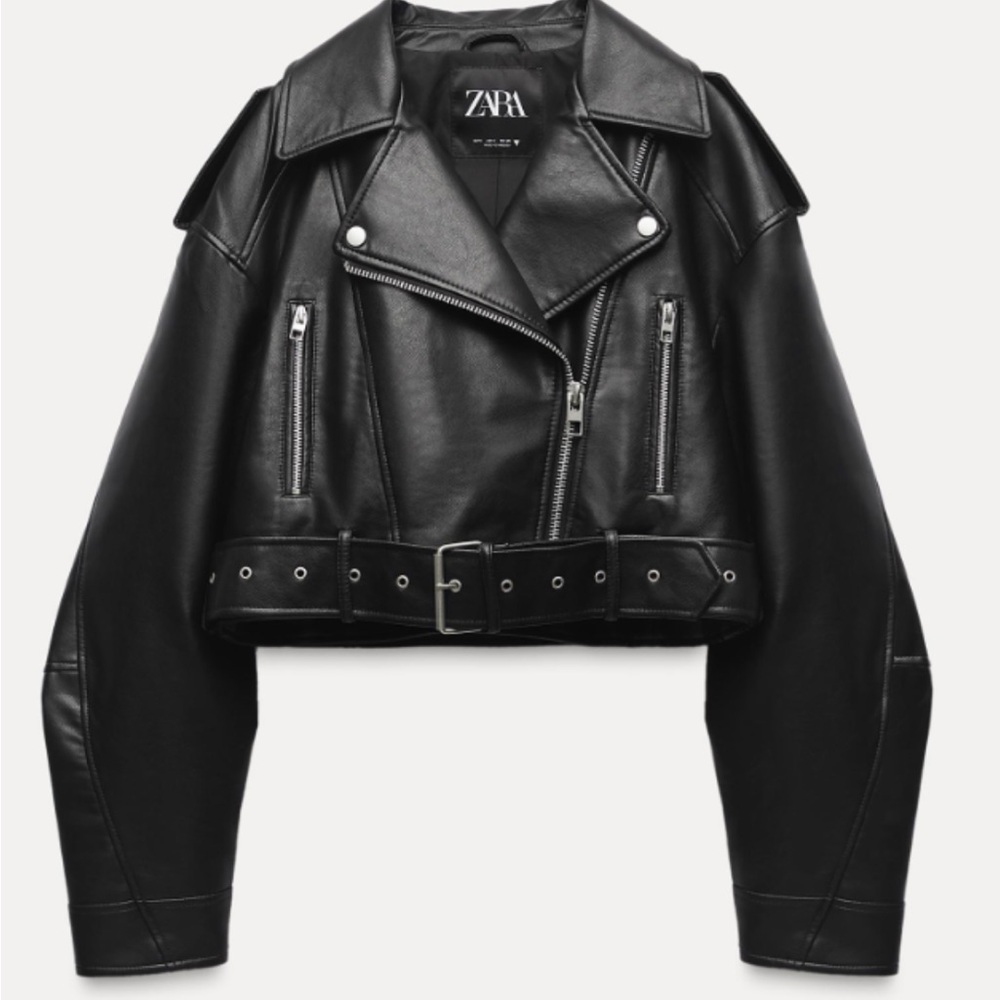 NWOT! Zara small black faux leather biker jacket. - Picture 5 of 13